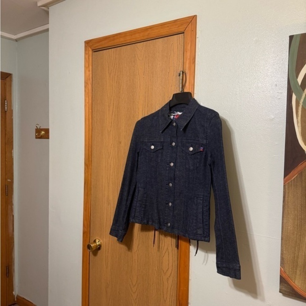 Coogi Australia Medium Dark Blue Long Sleeve Button-Front Jean Jacket - EUC